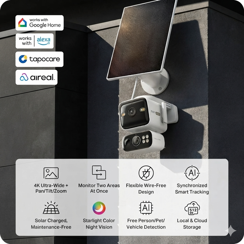 TAPO Solar-Powered 360° Dual-Lens Security Camera System - Image 3