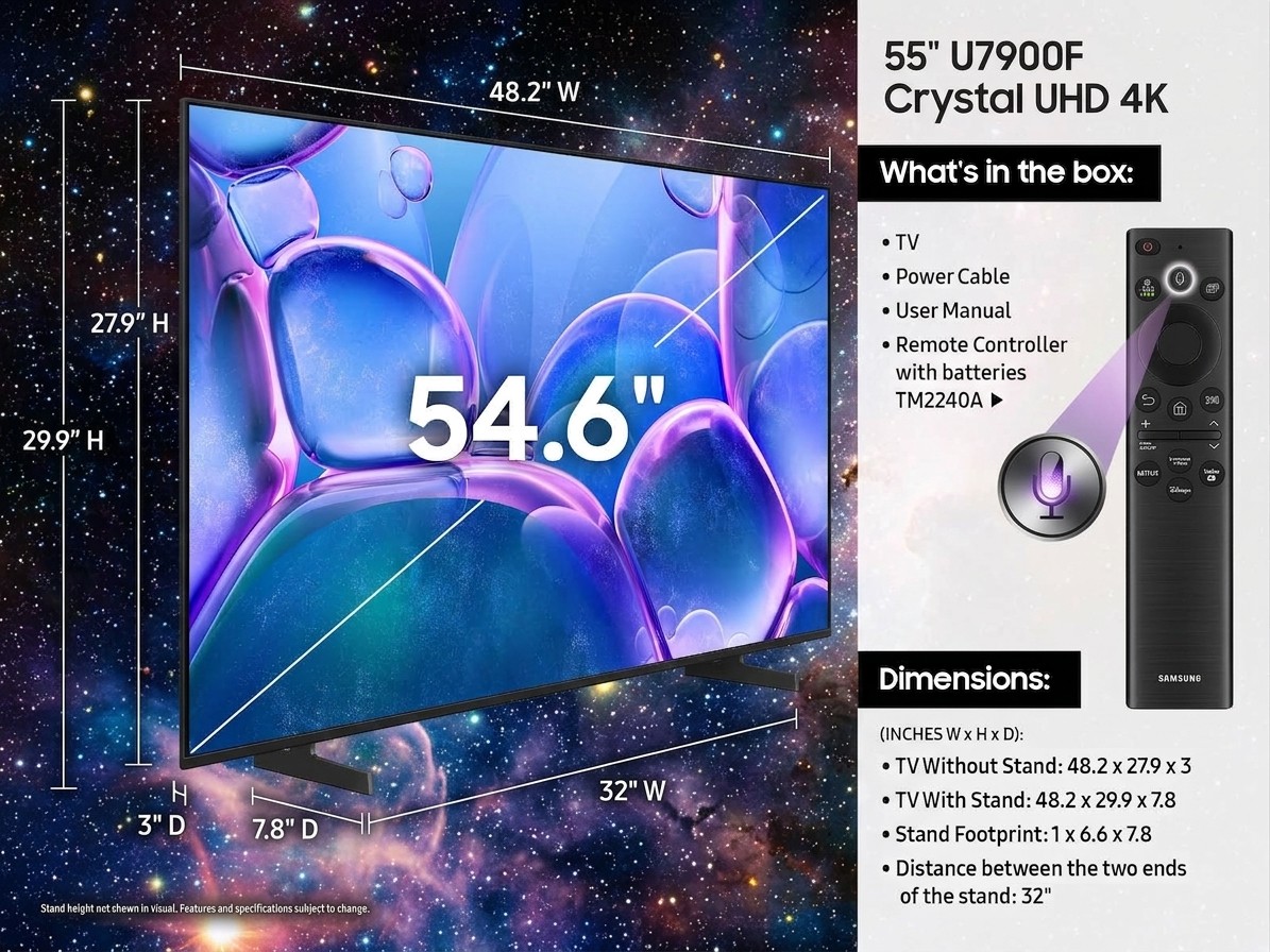 Samsung 55" Class U7900F Crystal UHD 4K Smart TV (2025)