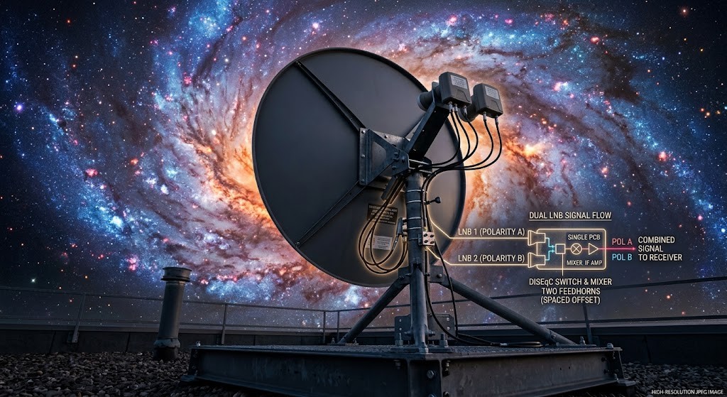 Dual LNB Satellite Dish System