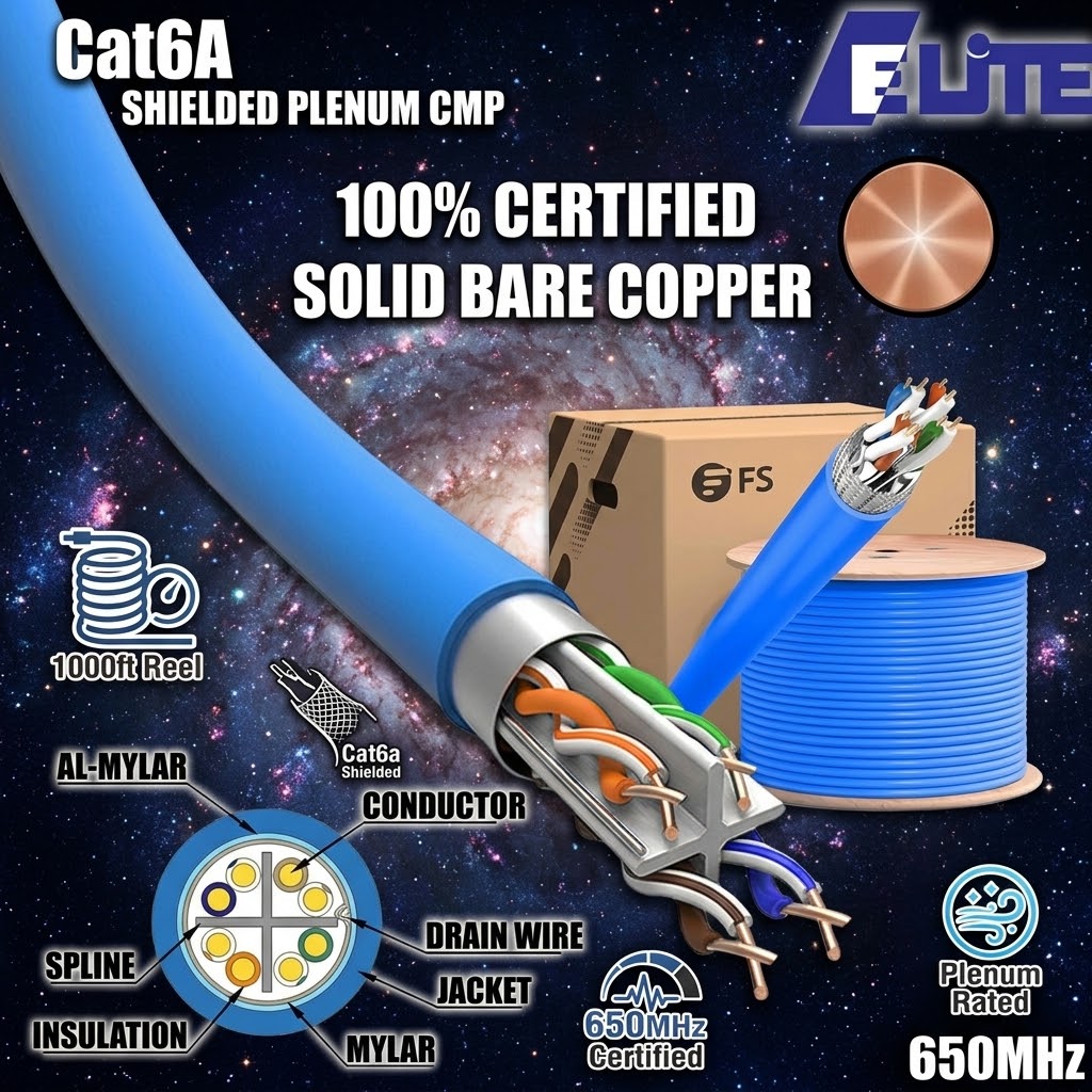 Cat6a Shielded Ethernet Cable - 1000ft Reel